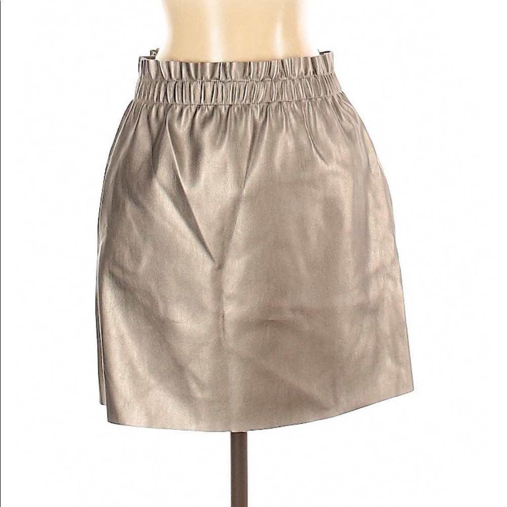 Zara faux leather rose gold paper bag skirt